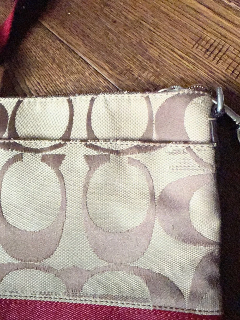 Coach Khaki & Pink Signature Canvas Crossbody